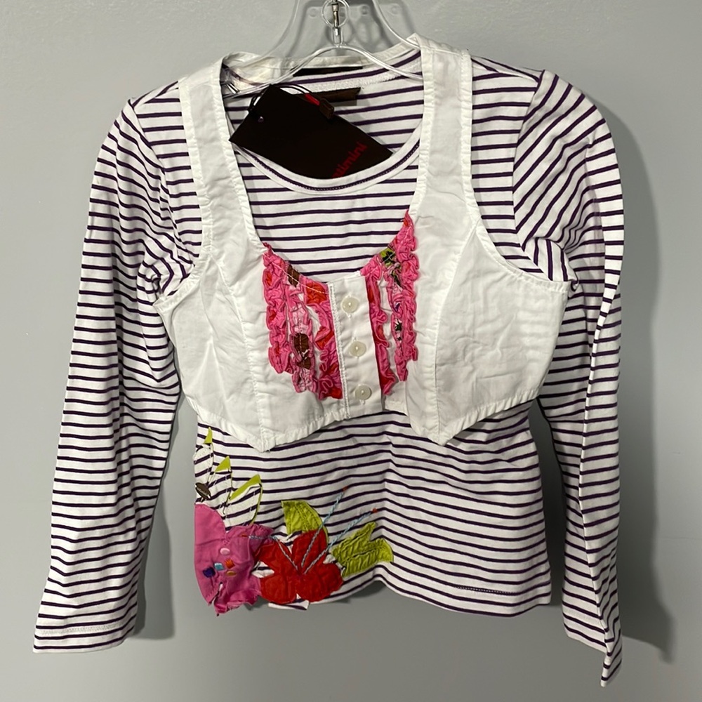 NWT Catamini Violet Striped Mix Long Sleeve  Girls Top